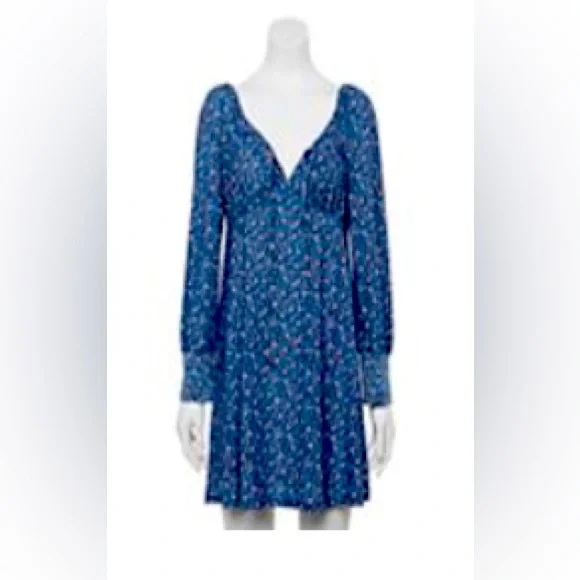 NWT Blue floral Lily Rose scoop neck shirt dress. Short size large - Picture 1 of 4